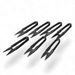 Set of four small pruning snips for gardening and plant trimming.