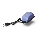 Blue air pump for hydroponic systems with power cord and plug.