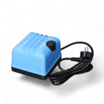 Quiet blue air pump for aquariums and hydroponics systems.