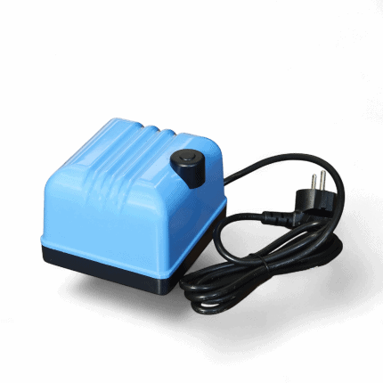 Quiet blue air pump for aquariums and hydroponics systems.