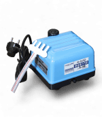 Quiet blue Hailea V-10 air pump for aquariums and hydroponics.